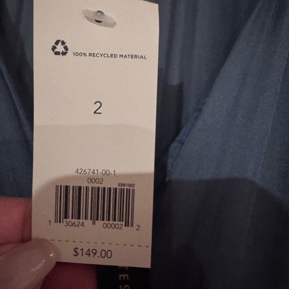 Banana Republic New With Tags Satin Tie Neck Dusk Blue Maxi Dress Size 2 - Picture 5 of 6